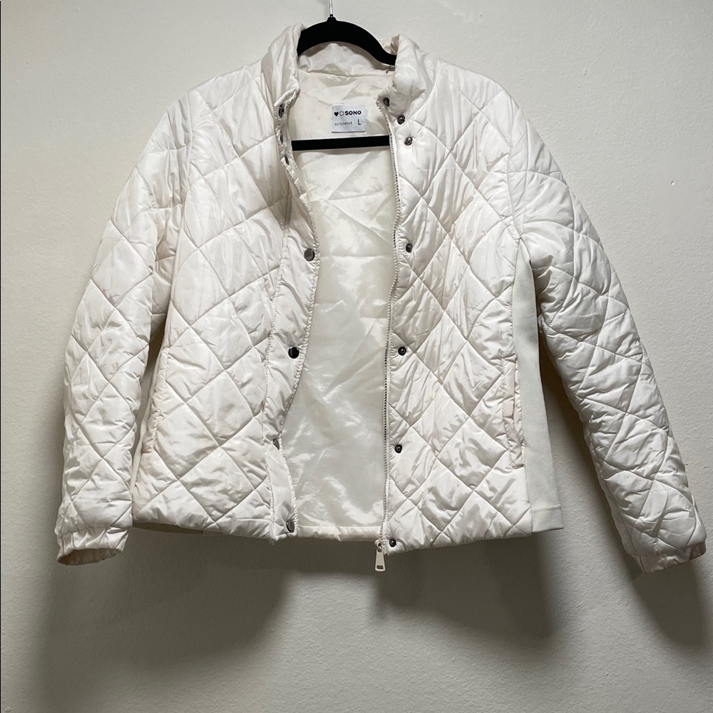 Ciso White Quilted Puffer Jacket